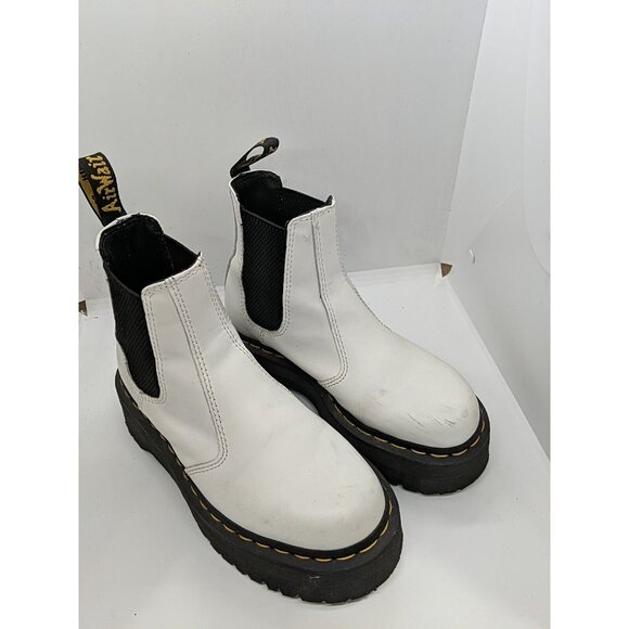 🤘😎 Dr. Martens Women's 2976 Quad Chelsea White Boots Size W5 US 6-6.5 - Picture 3 of 11